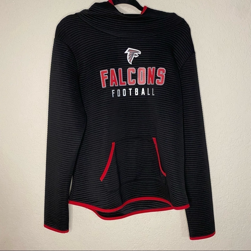 𝅺WOMENS NFL Atlanta Falcons Ribbed Long Sleeve Hoodie-Size-L